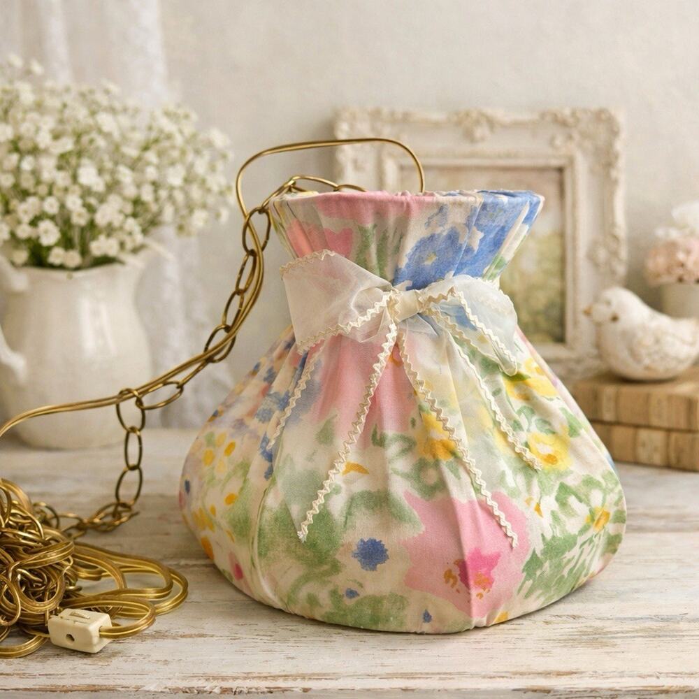 Victorian Swag Hanging Floral Vintage Light Plug In Cottagecore